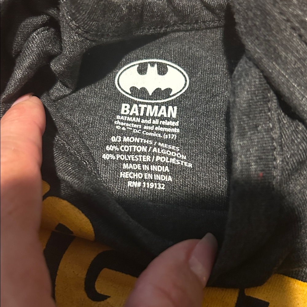 DC Comics Batman Black and Yellow Kids Bodysuit - Picture 3 of 3